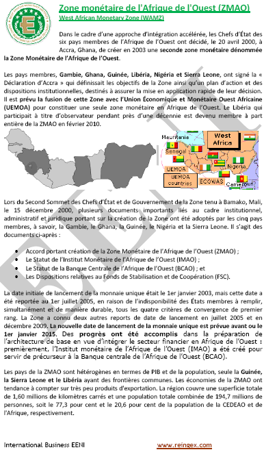 Zone monétaire Afrique de l’Ouest