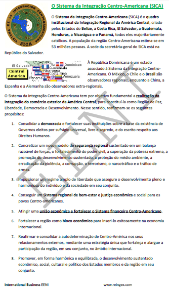 SICA Sistema da Integração Centro-Americana